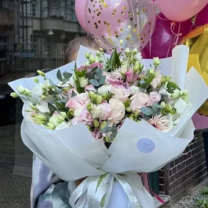 Art Bouquet rosa weiss ballons 3