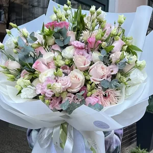 Art Bouquet rosa weiss ballons 4