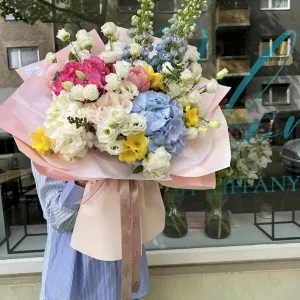 Art Bouquet blau-weiss-gelb-pink